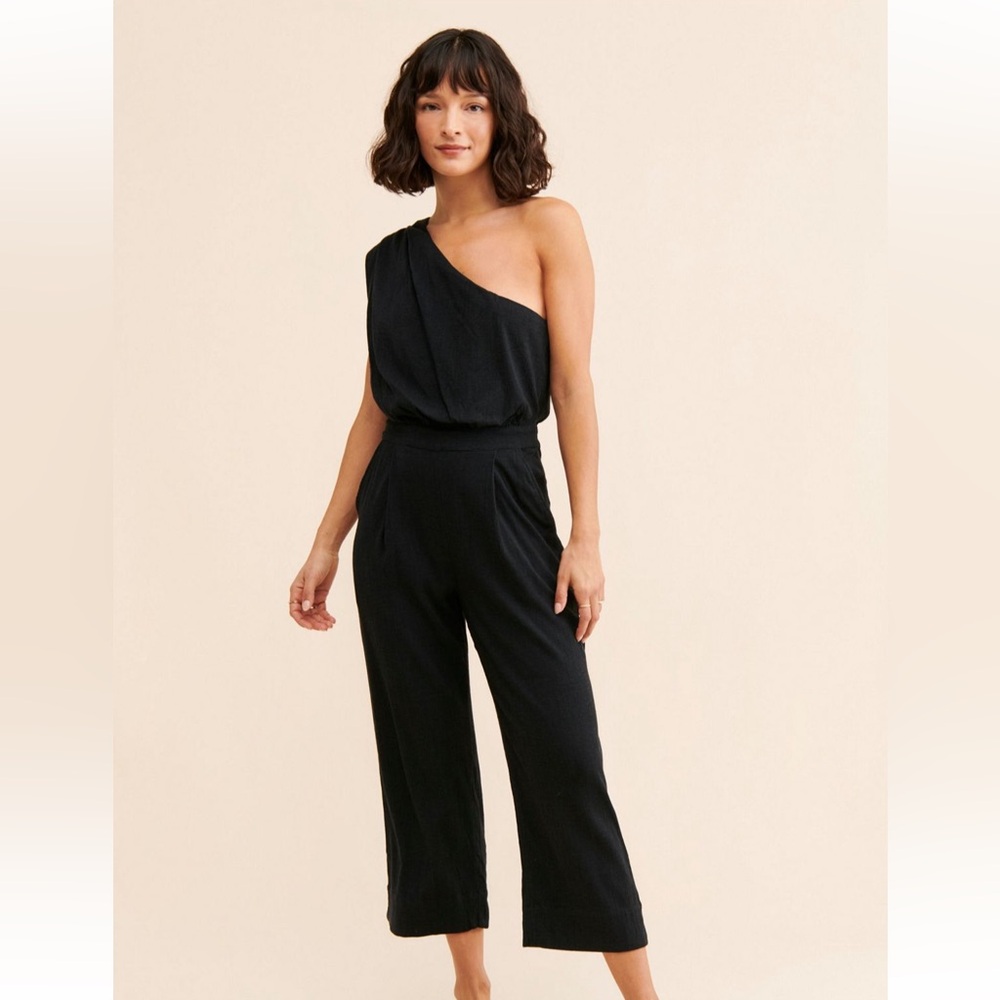 Free People One-Shoulder Black Jumpsuit